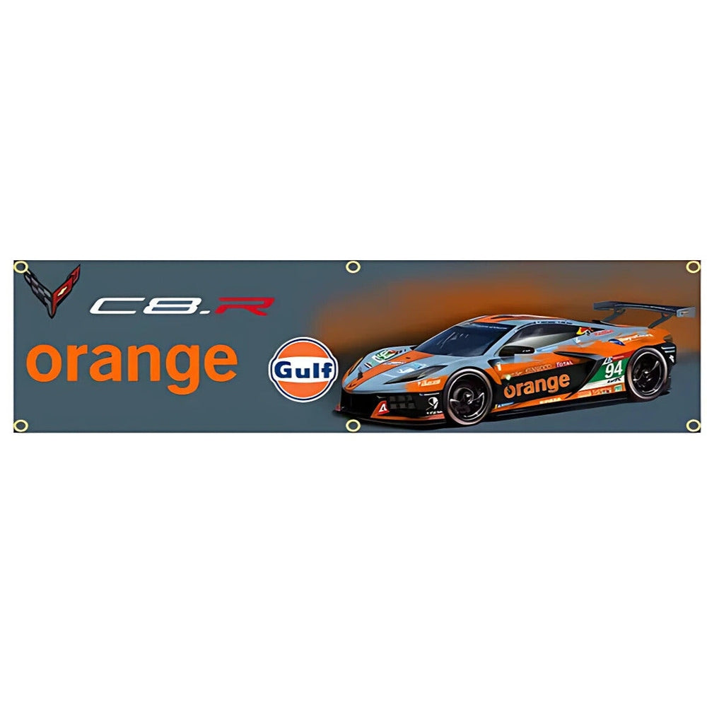 C8-R Orange Gulf Racing Flag Banner 17.7" x 70" NEW! Home & Garden:Yard, Garden & Outdoor Living:Décor:Flags Style Your Walls